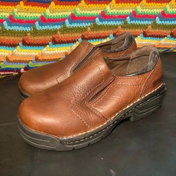 Slip Resistant Non Slip Brown Leather Clogs • Nursing Server Utility‎ Work - Picture 5 of 11